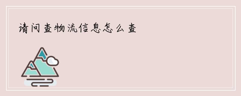 请问查物流信息怎么查