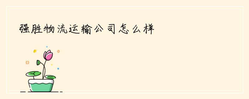 强胜物流运输公司怎么样