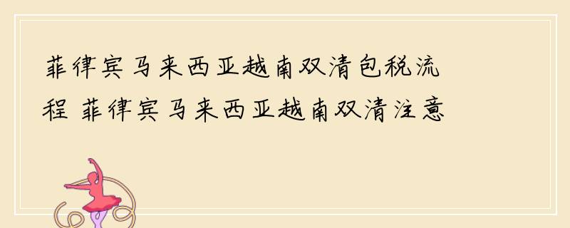 菲律宾马来西亚越南双清包税流程 菲律宾马来西亚越南双清注意事项