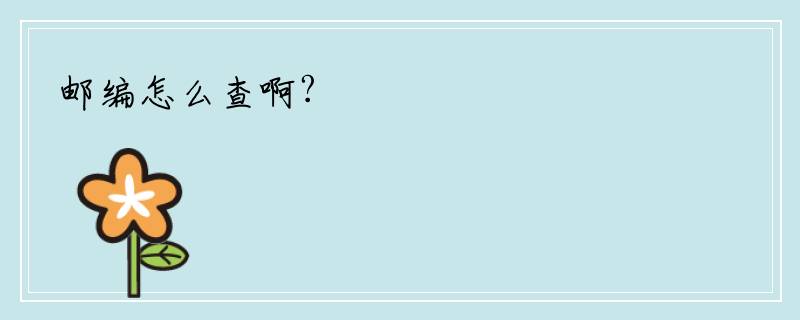 邮编怎么查啊?