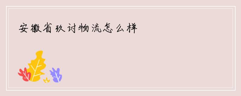 安徽省玖讨物流怎么样