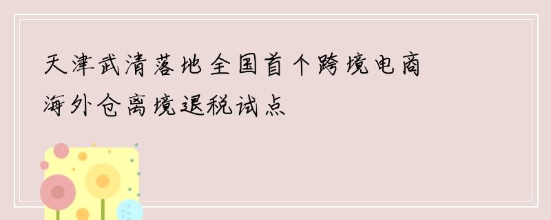 天津武清落地全国首个跨境电商海外仓离境退税试点