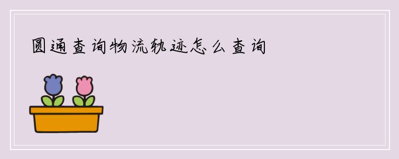 圆通查询物流轨迹怎么查询