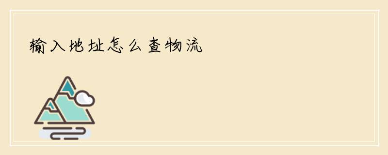 输入地址怎么查物流