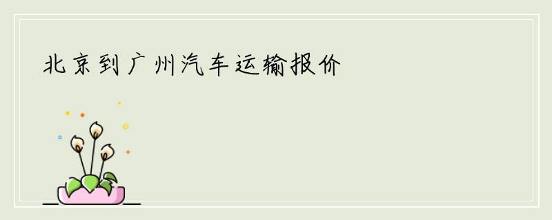 北京到广州汽车运输报价