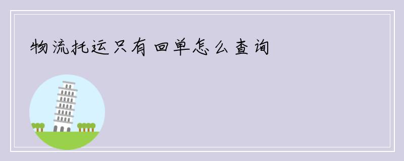 物流托运只有回单怎么查询