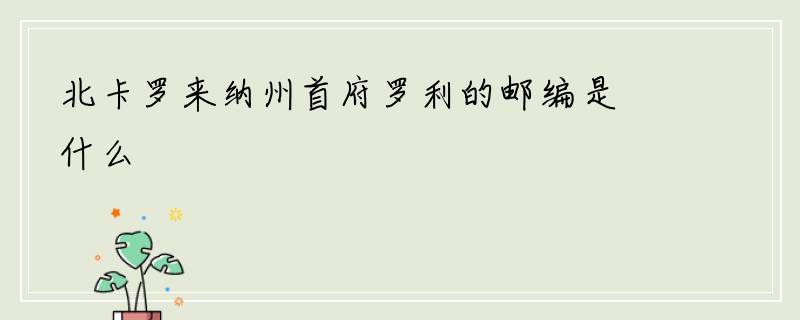 北卡罗来纳州首府罗利的邮编是什么