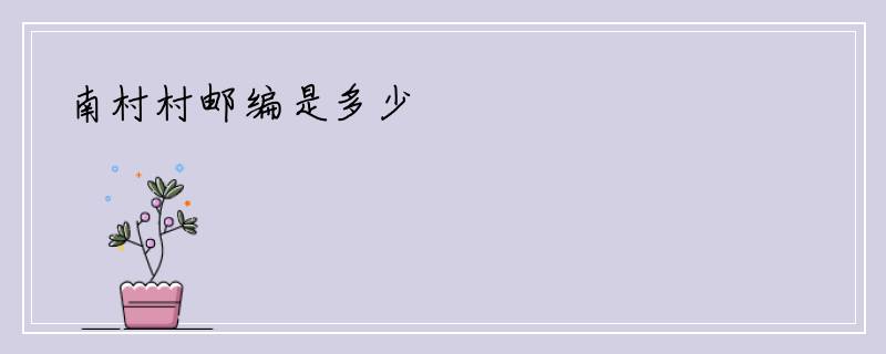 南村村邮编是多少