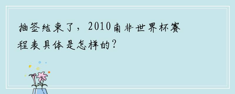 抽签结束了，2010南非世界杯赛程表具体是怎样的？
