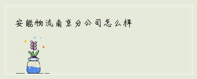 安能物流南京分公司怎么样