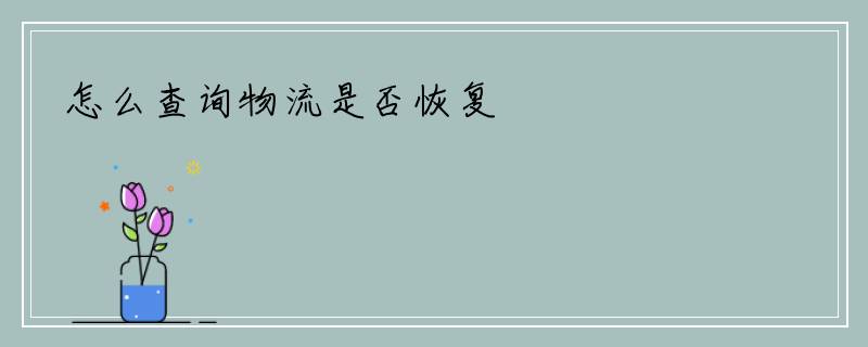 怎么查询物流是否恢复