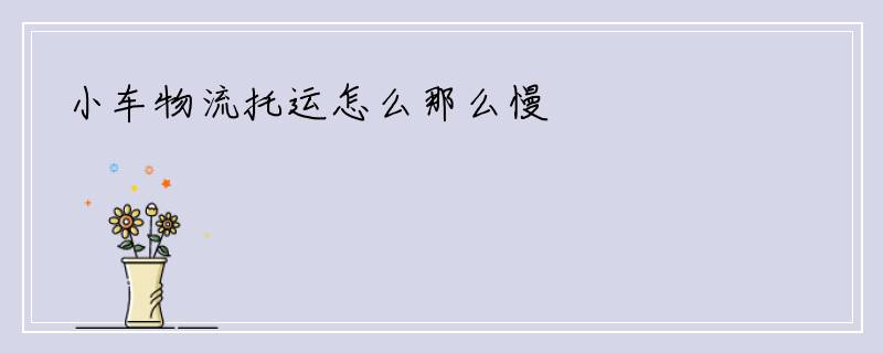 小车物流托运怎么那么慢