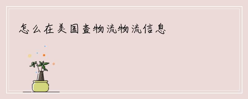 怎么在美国查物流物流信息