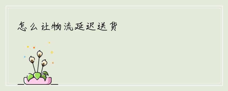 怎么让物流延迟送货