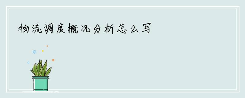 物流调度概况分析怎么写