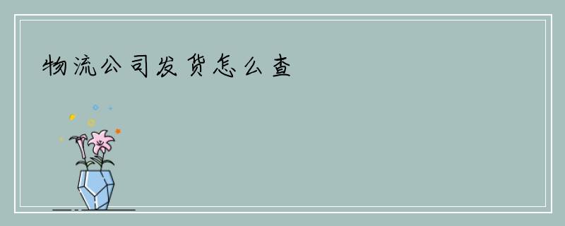 物流公司发货怎么查
