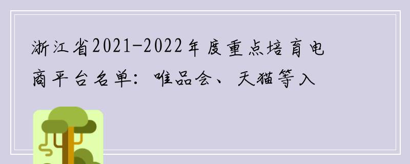 浙江省2021-2022年度重点培育电商平台名单：唯品会、天猫等入选