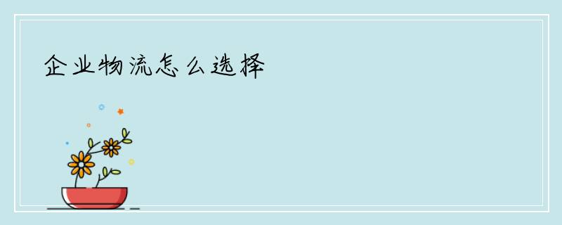企业物流怎么选择