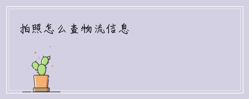拍照怎么查物流信息