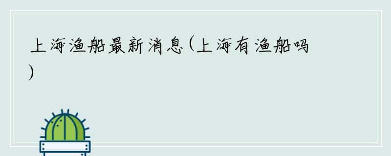 上海渔船最新消息(上海有渔船吗)