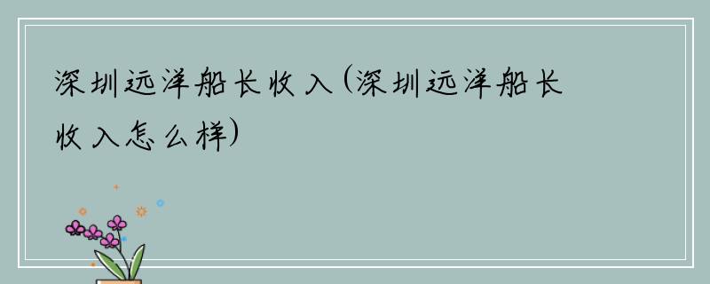 深圳远洋船长收入(深圳远洋船长收入怎么样)