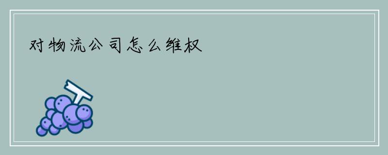 对物流公司怎么维权