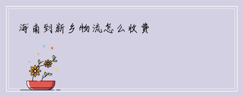 海南到新乡物流怎么收费