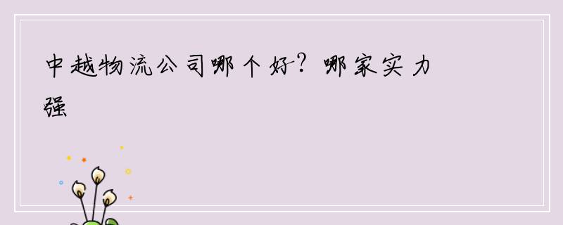 中越物流公司哪个好？哪家实力强