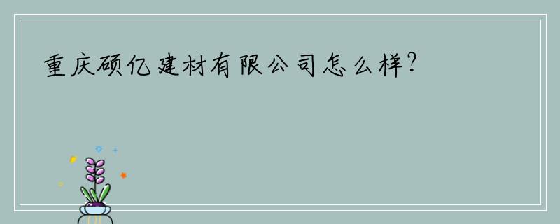 重庆硕亿建材有限公司怎么样？