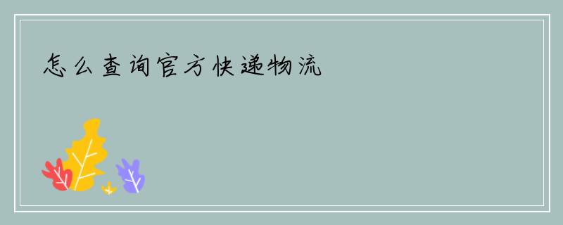 怎么查询官方快递物流