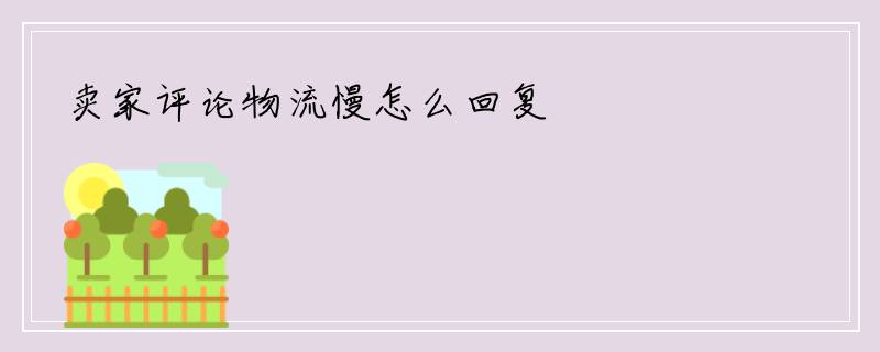卖家评论物流慢怎么回复