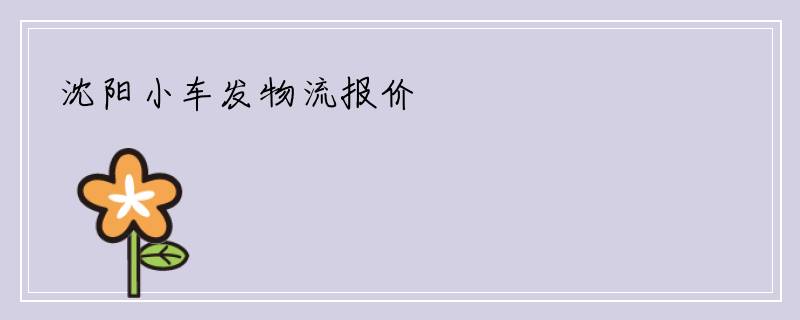 沈阳小车发物流报价
