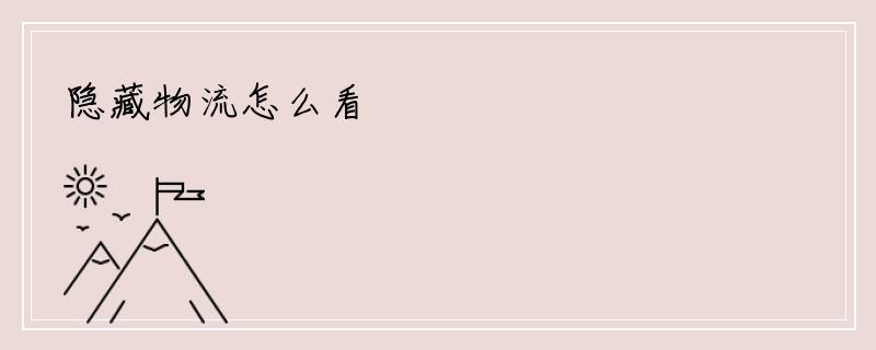隐藏物流怎么看