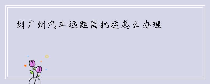 到广州汽车远距离托运怎么办理
