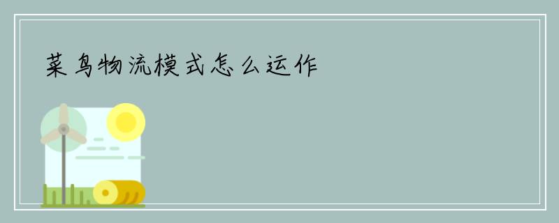 菜鸟物流模式怎么运作