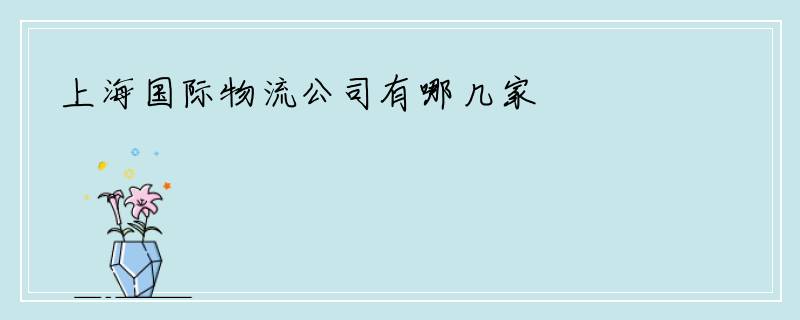 上海国际物流公司有哪几家