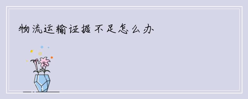 物流运输证据不足怎么办