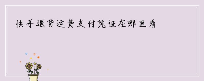 快手退货运费支付凭证在哪里看