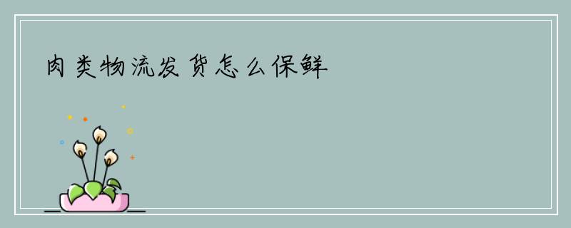 肉类物流发货怎么保鲜