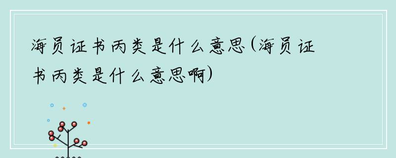 海员证书丙类是什么意思(海员证书丙类是什么意思啊)