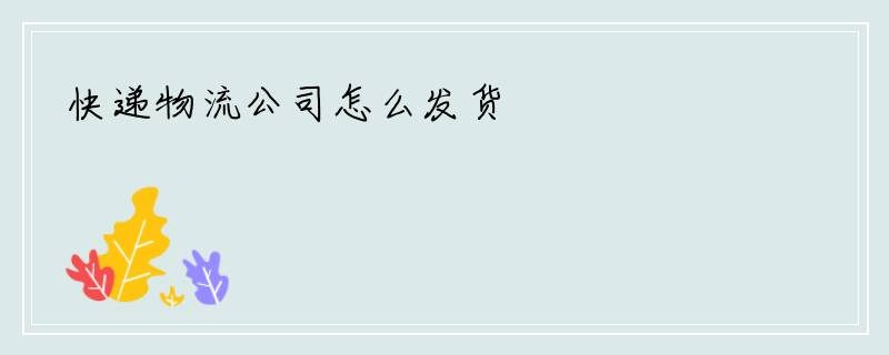 快递物流公司怎么发货