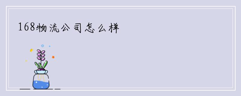 168物流公司怎么样