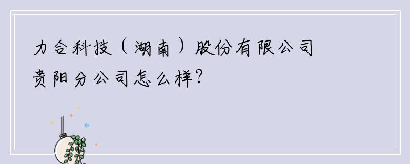 力合科技（湖南）股份有限公司贵阳分公司怎么样？