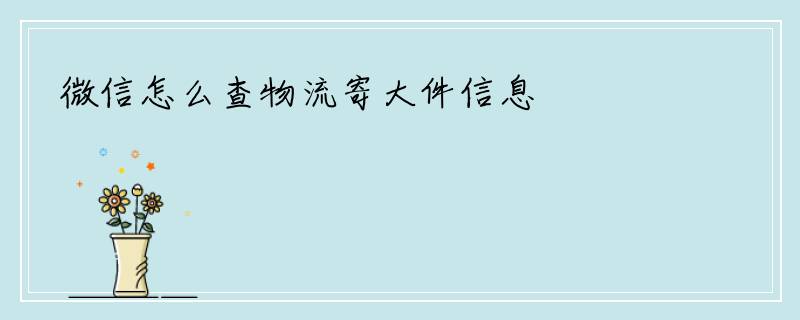 微信怎么查物流寄大件信息