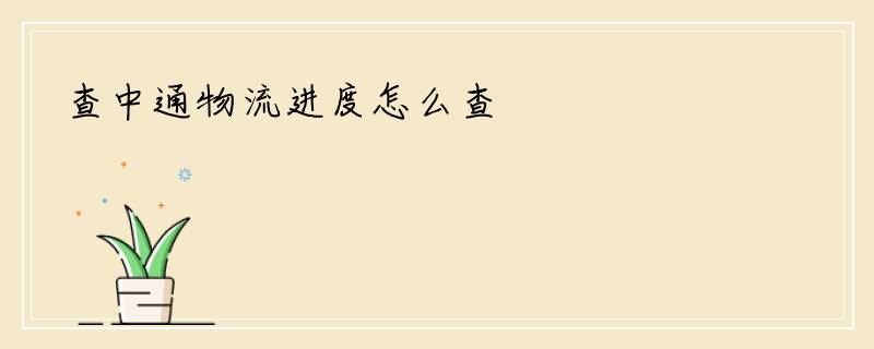 查中通物流进度怎么查