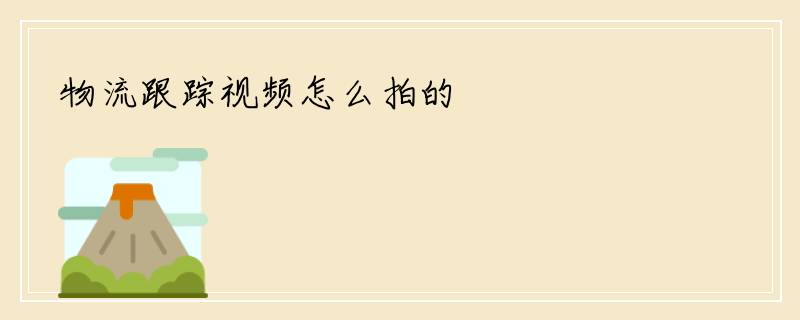 物流跟踪视频怎么拍的
