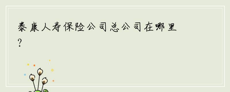 泰康人寿保险公司总公司在哪里？