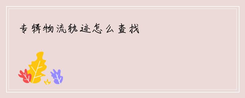 专辑物流轨迹怎么查找