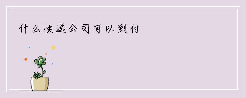 什么快递公司可以到付