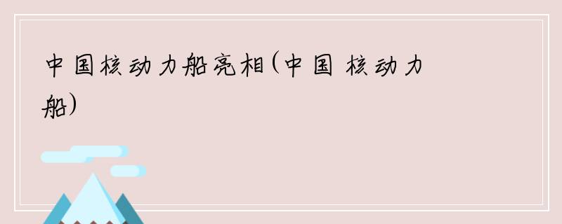 中国核动力船亮相(中国 核动力船)